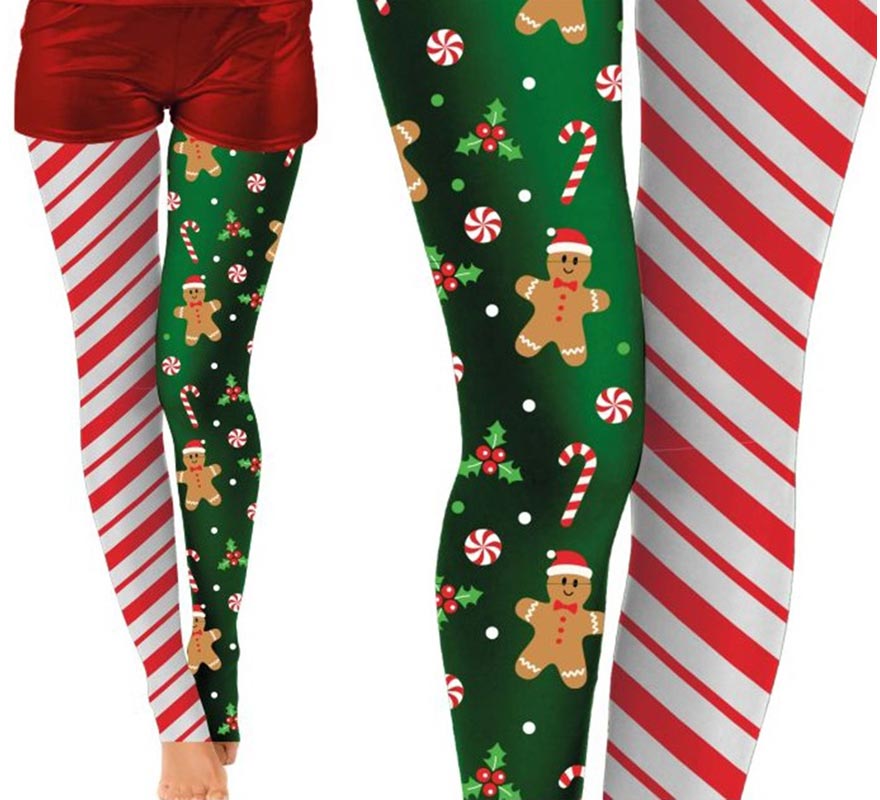 Translation missing: fr.Pantys Navideñas doble estampado rayas y galleta adulto