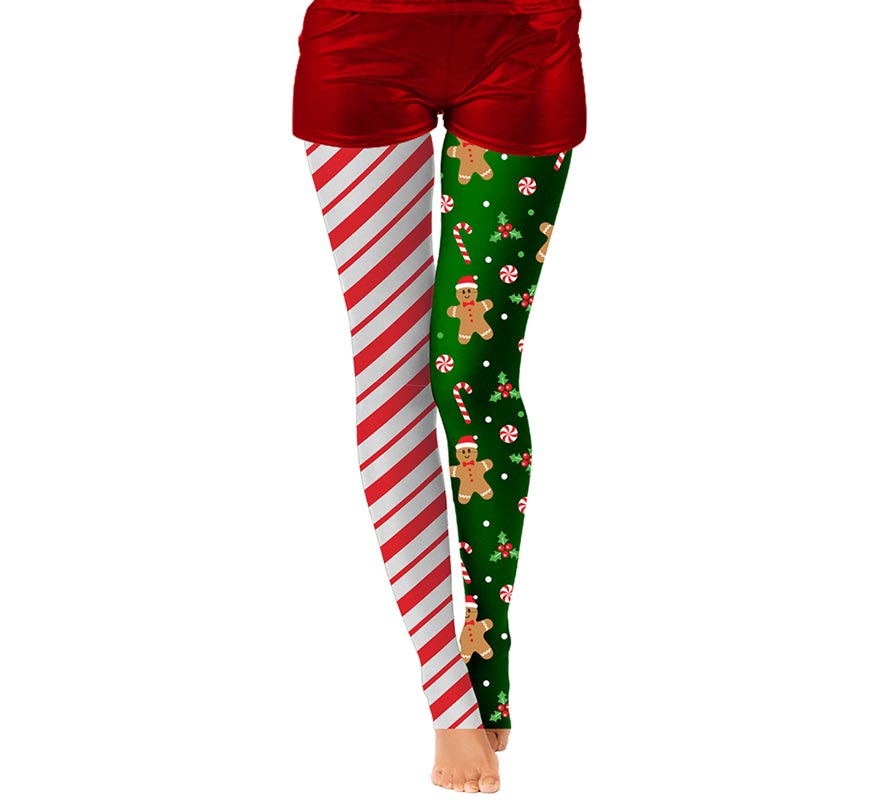 Translation missing: fr.Pantys Navideñas doble estampado rayas y galleta adulto