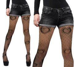 Collants noirs à cœurs