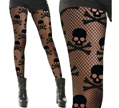 Collants résille tête de mort pour femmes