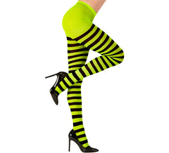 Collants verts à rayures noires, 70 deniers pour femme