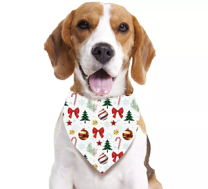 Translation missing: fr.Pañuelo Guirnaldas estampado blanco para perro de 69x35 cm
