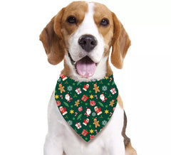 Echarpe de Noël imprimée verte pour chien mesurant 69x35 cm