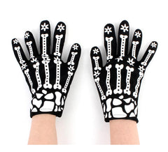 Paire de gants squelette adulte avec fleurs