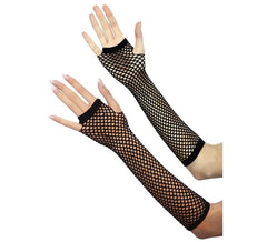 Paire de gants adultes longs en maille noire 24 cm