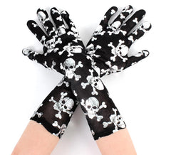Paire de gants noirs avec crânes adultes