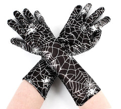 Paire de gants noirs avec toile d'araignée adulte