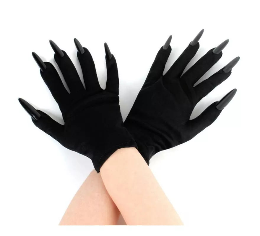 Translation missing: fr.Par de Guantes negros con Uñas negras adulto