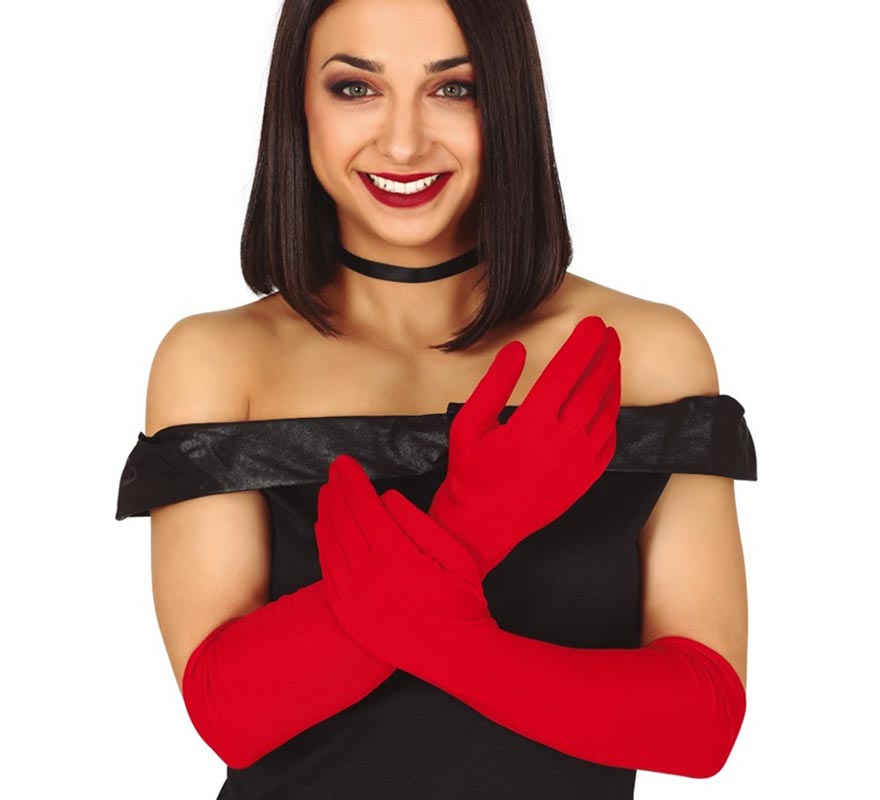 Translation missing: fr.Par de guantes rojos largos 45 cm