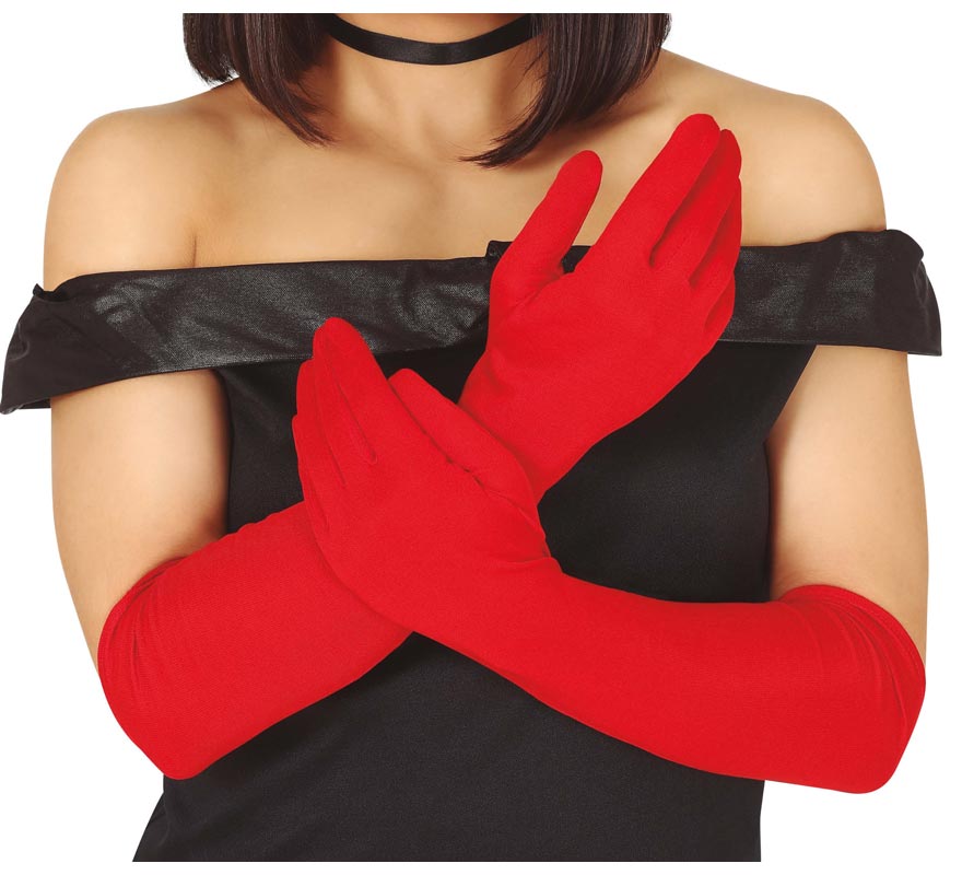 Translation missing: fr.Par de guantes rojos largos 45 cm