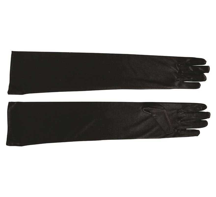 Translation missing: fr.Par de guantes satinados negros 51 cm