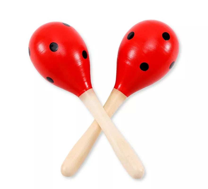 Translation missing: fr.Par de Maracas de madera con lunares de 20 cm