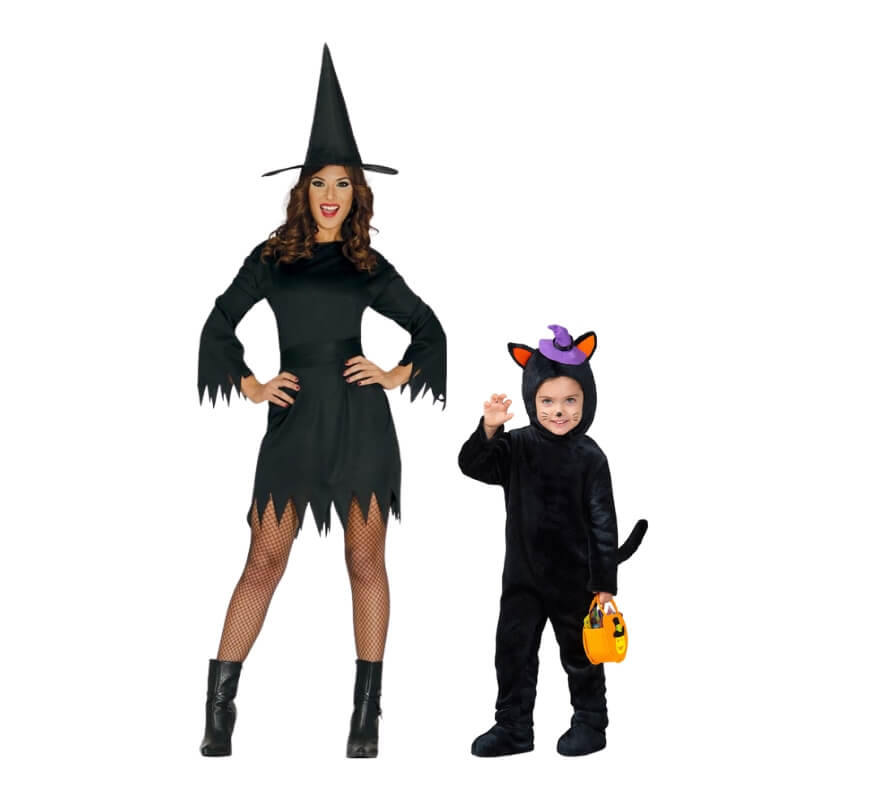 Duo de sorcière avec chaton noir