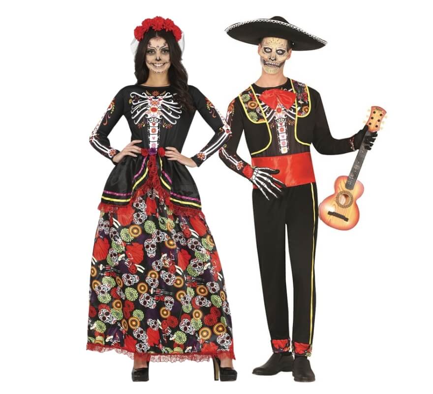 Couple de Catrina et Catrin à motifs