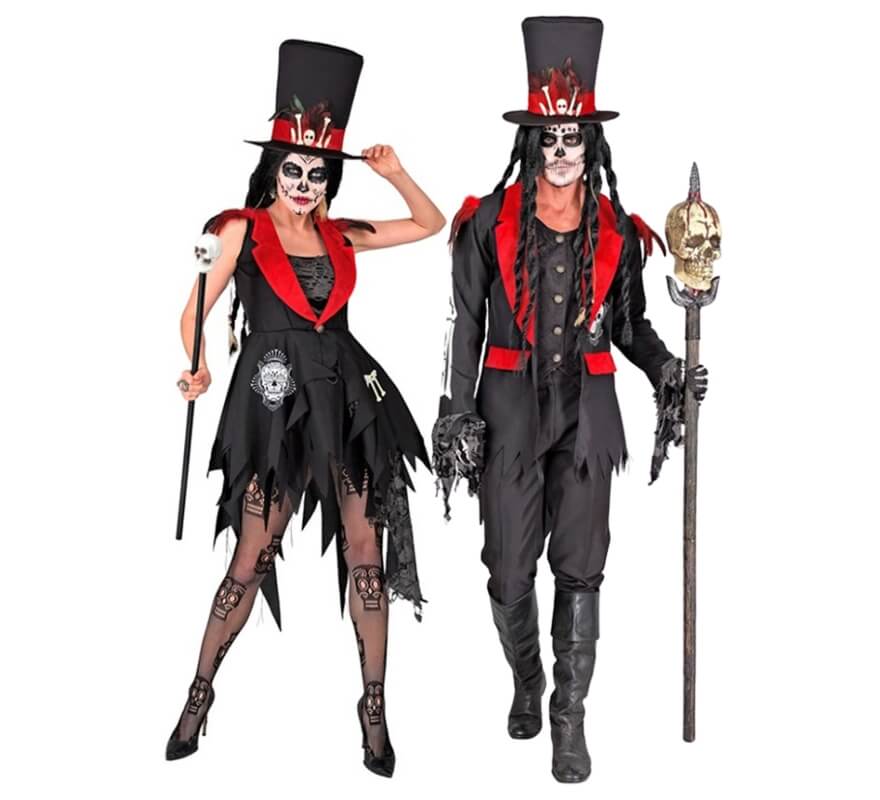 Couple de sorciers vaudou avec du rouge