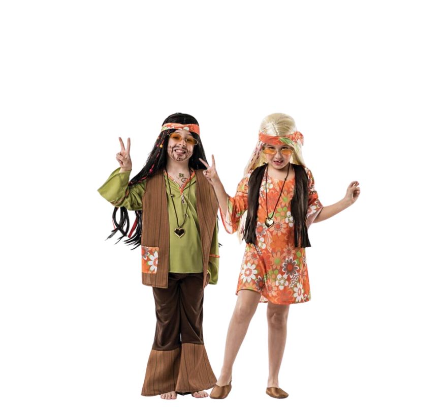 Couple de hippies avec des fleurs