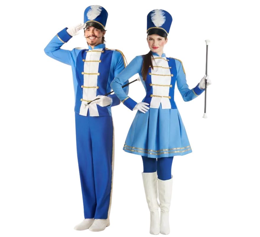 Couple de majorettes en bleu