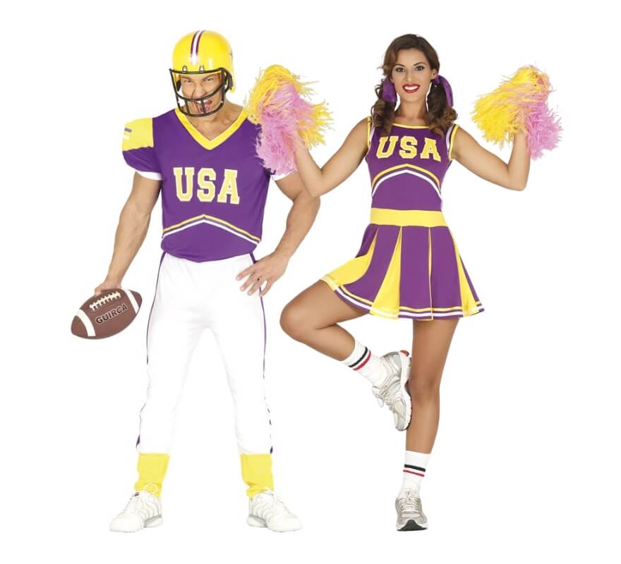 Couple de quarterback et pom-pom girl lilas