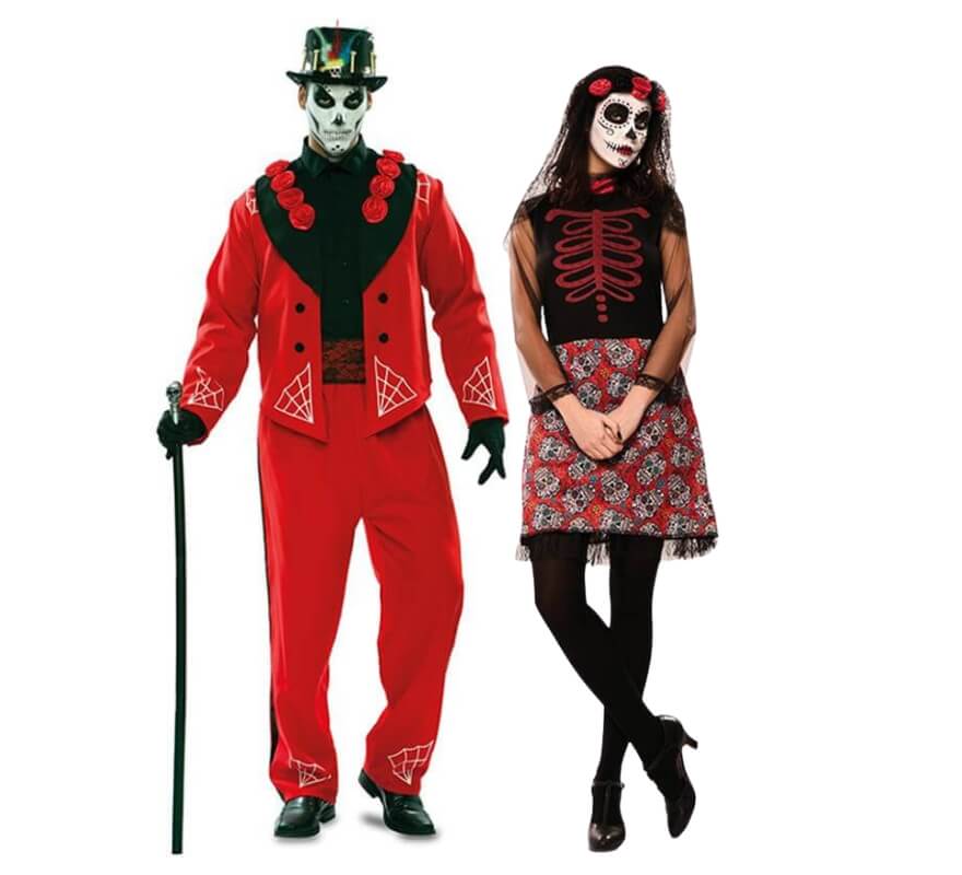 Couple Jour des morts rouge
