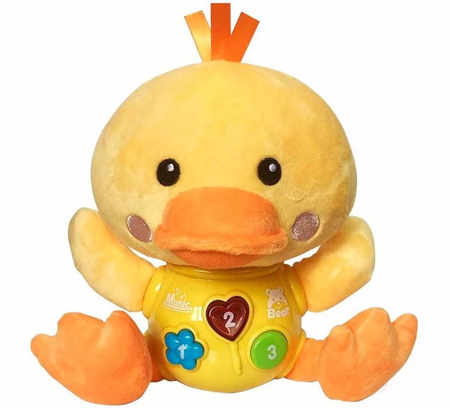 Pato Musical de Peluche con Luz y Sonido de 24 cm