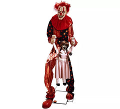 Clown kidnappeur géant animé avec lumière, son et mouvement 65x90x220 cm