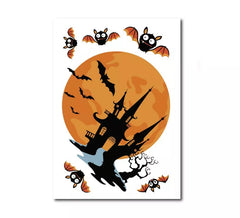 Autocollant maison hantée en vinyle orange, 20x30cm