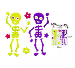Autocollant gel couple squelette jaune et violet