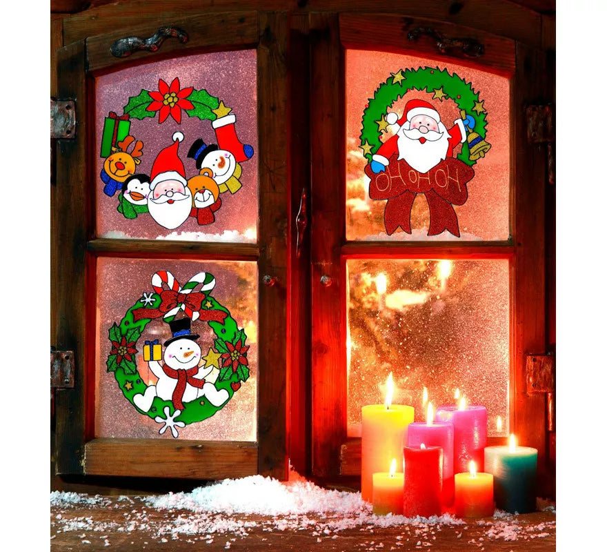 Translation missing: fr.Pegatina Ventana Corona Navidad Surtida en 3 Modelos de 30 cm