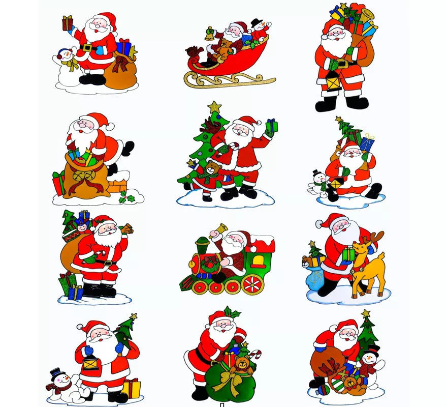 Translation missing: fr.Pegatina Ventana Navidad Papá Noel Surtida en 12 Modelos de 30 cm