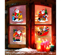 Assortiment de Stickers Fenêtre Père Noël en 12 Modèles de 30 cm