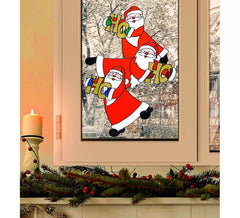 Sticker vitre Trio Père Noël Vertical 40 cm
