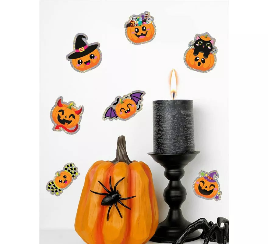 Translation missing: fr.Pegatinas Calabaza Surtidas Halloween Holográficas
