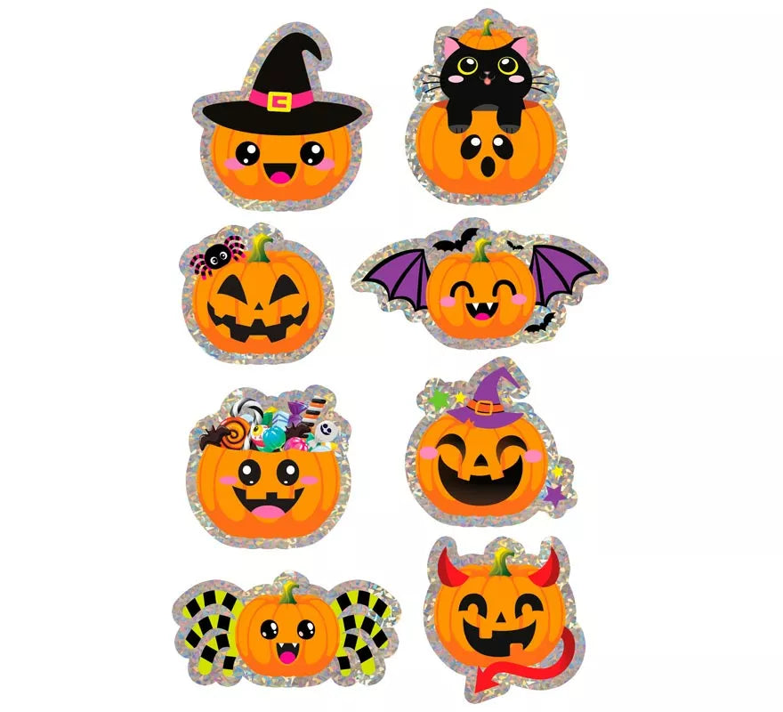 Translation missing: fr.Pegatinas Calabaza Surtidas Halloween Holográficas