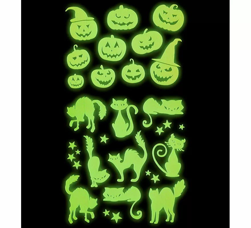Translation missing: fr.Pegatinas Calabazas y Gatos Fluorescentes de 21x15 cm