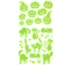 Stickers fluorescents citrouille et chat 21x15 cm