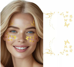 Autocollants pour le visage Papillon doré