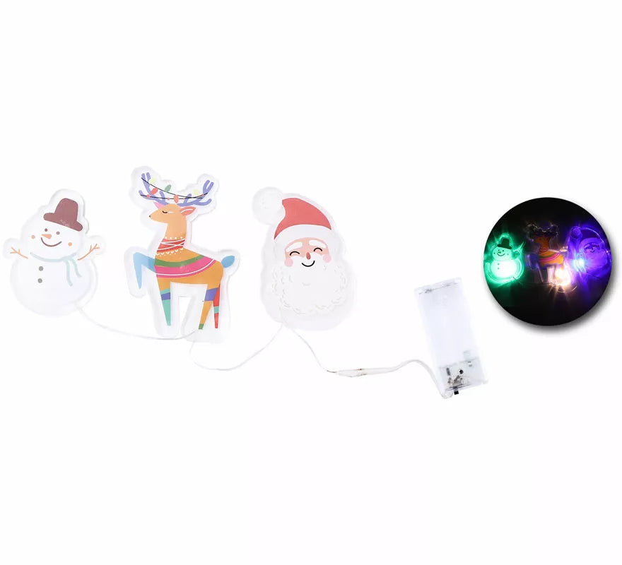 Pegatinas Gel Led 3 Figuritas Alegres de Navidad de 15x30 cm