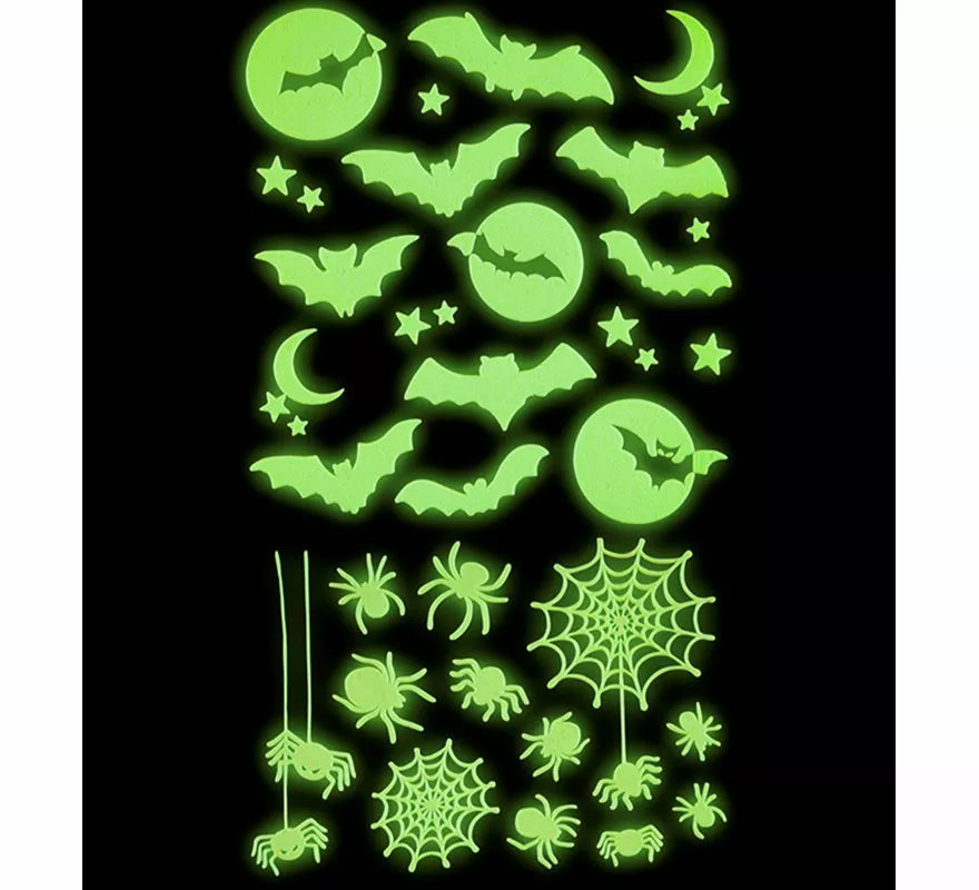 Translation missing: fr.Pegatinas Murciélagos y Arañas Fluorescentes de 21x15 cm