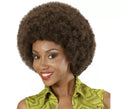 Peluca Afro castaña ajustable y lavable adulto