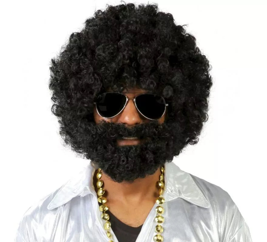 Translation missing: fr.Peluca afro negra con barba de Vagabundo