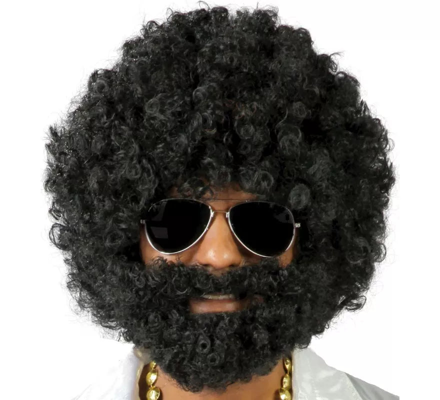 Translation missing: fr.Peluca afro negra con barba de Vagabundo