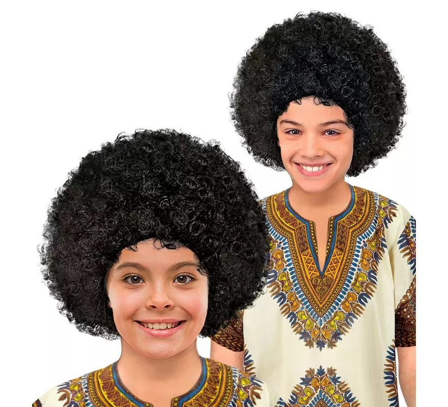 Translation missing: fr.Peluca Afro negra en bolsa infantil