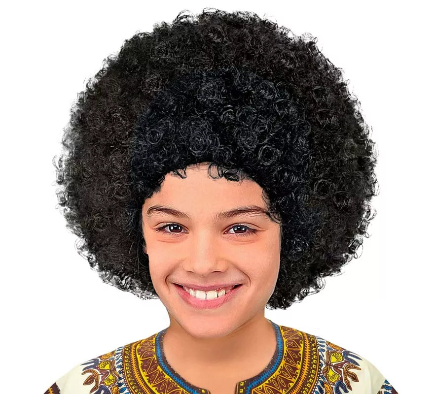 Translation missing: fr.Peluca Afro negra en bolsa infantil