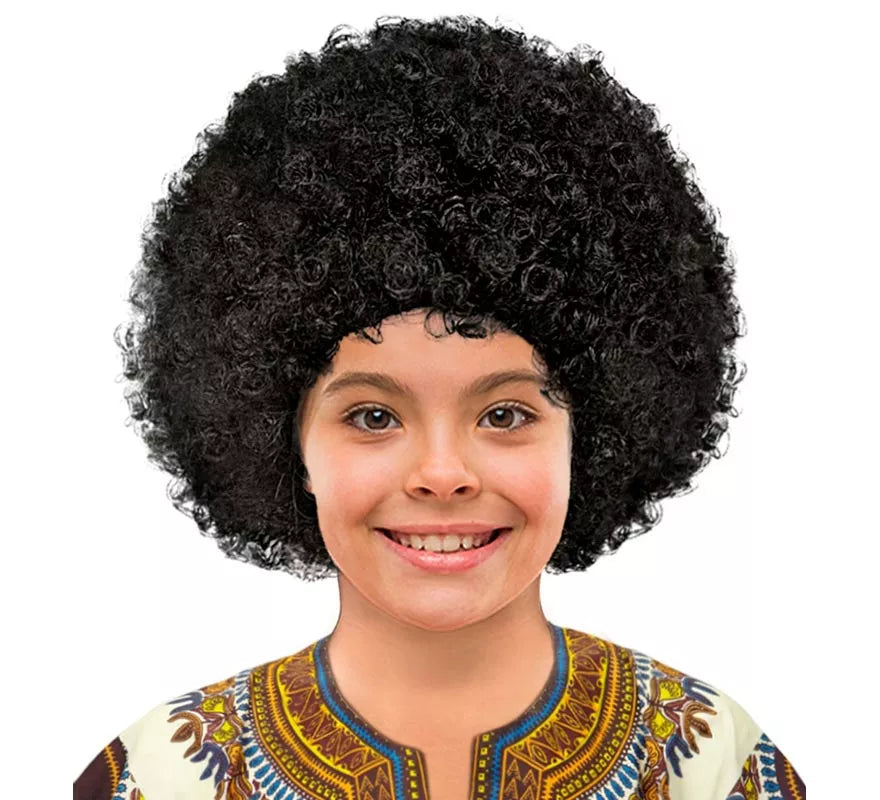 Translation missing: fr.Peluca Afro negra en bolsa infantil
