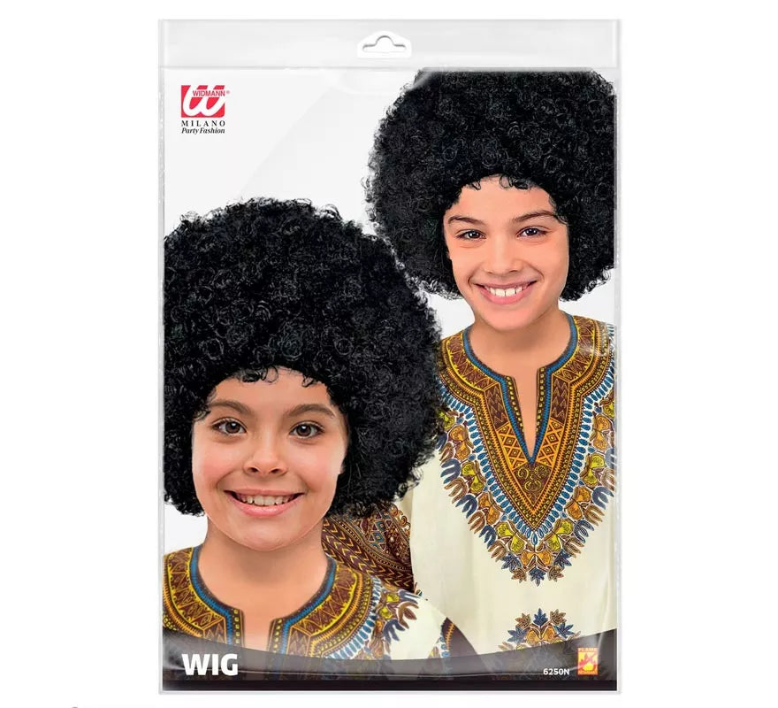 Translation missing: fr.Peluca Afro negra en bolsa infantil