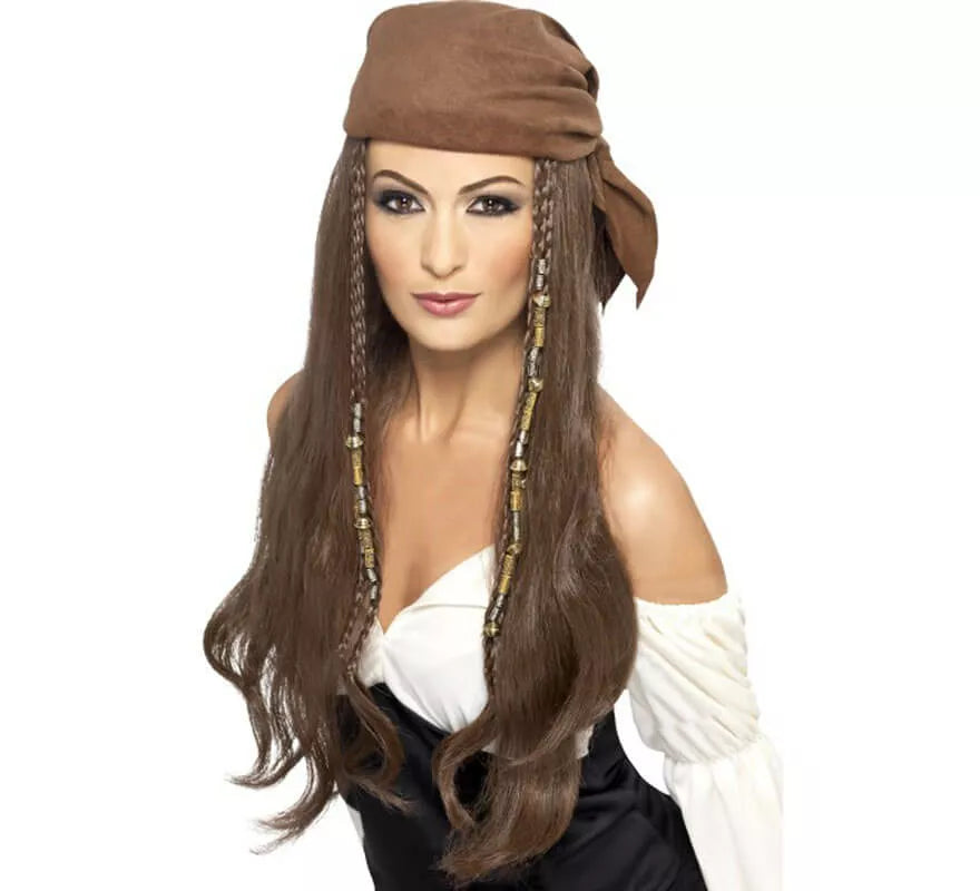 Translation missing: fr.Peluca Castaña y Bandana Mujer Pirata