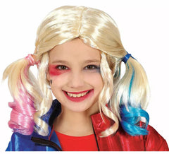 Perruque nattes rose et bleue pour enfant