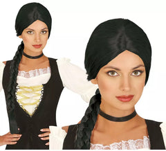 Perruque à nattes Noire Indienne ou Tavernière