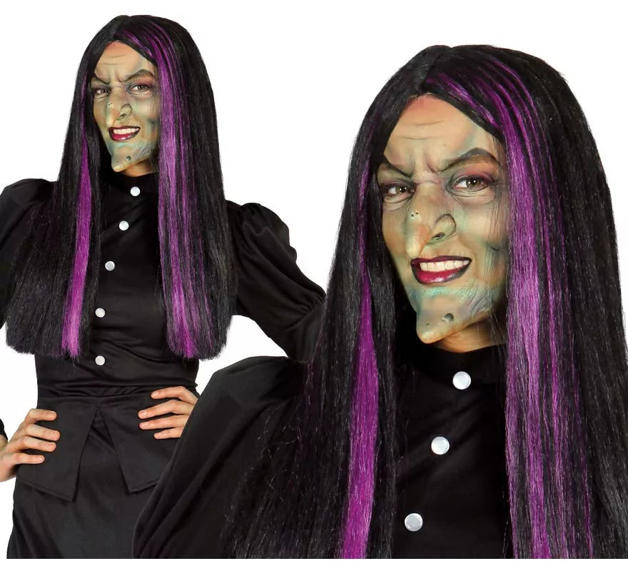 Translation missing: fr.Peluca de Bruja con mechas lilas para Halloween