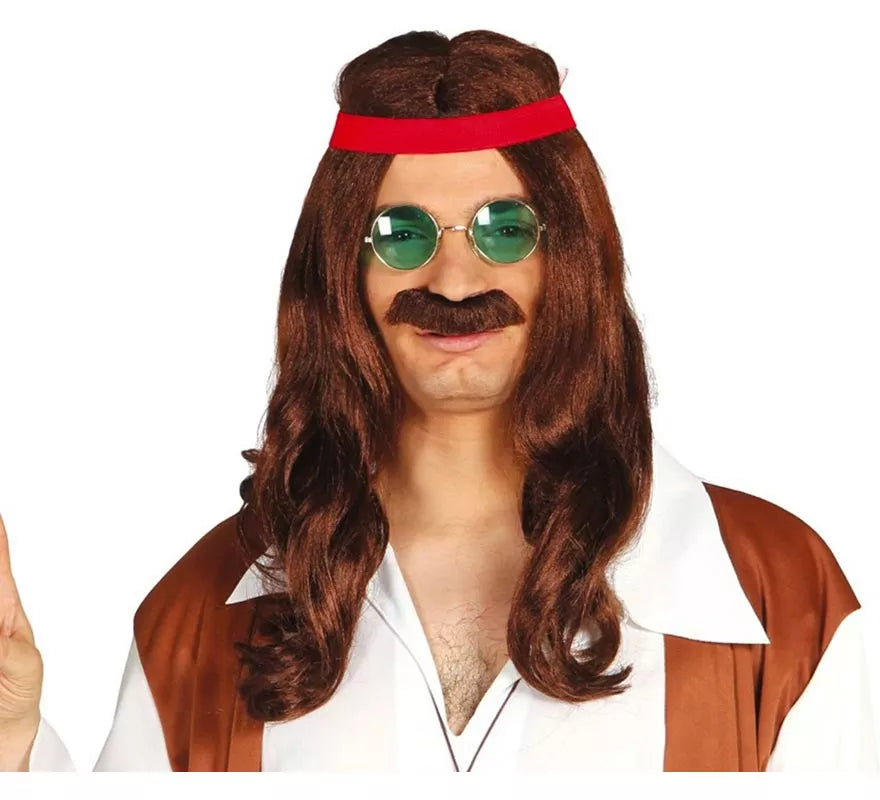 Translation missing: fr.Peluca de Hippie con cinta y bigote